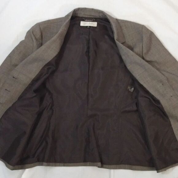 VTG 90s Tahari Levine Brown Grey Wool Blend Single Breast Blazer Plussize 18 - Picture 12 of 14